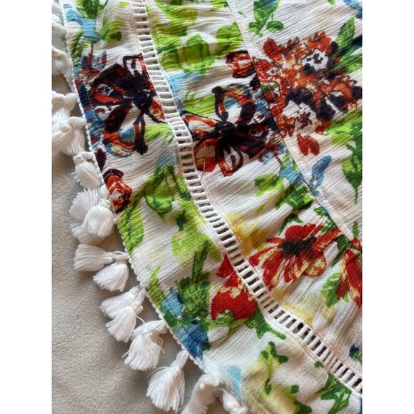 Ali Miles Floral Off-Shoulder Blouse With Tassel Hem Cottagecore Boho Bohemian - Picture 7 of 8